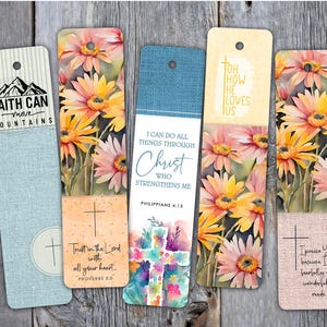 5 diseños de marcapáginas de FE • Oración por fortaleza y sanación • Floral • Cristiano • Amante de los libros • Descarga digital • Archivo de sublimación png