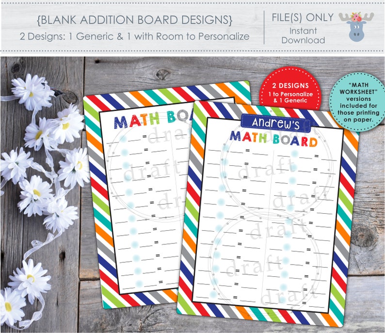 4 Blank MATH Boards/worksheet Designs • Blank Practice Boards ...