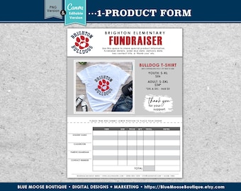 1 PRODUKT • Fundraiser Bestellformular Design • DIY 1-Up • Spirit Wear Verkäufe • Canva Vorlage • Flyer Vorlage • Digital Download Dateien png