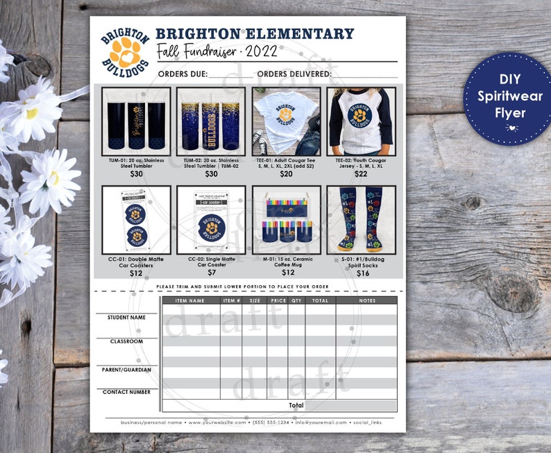 DIY Spiritwear Fundraiser Order Form Template Design Etsy DIY Spiritwear Fundraiser Order Form Template Design Etsy