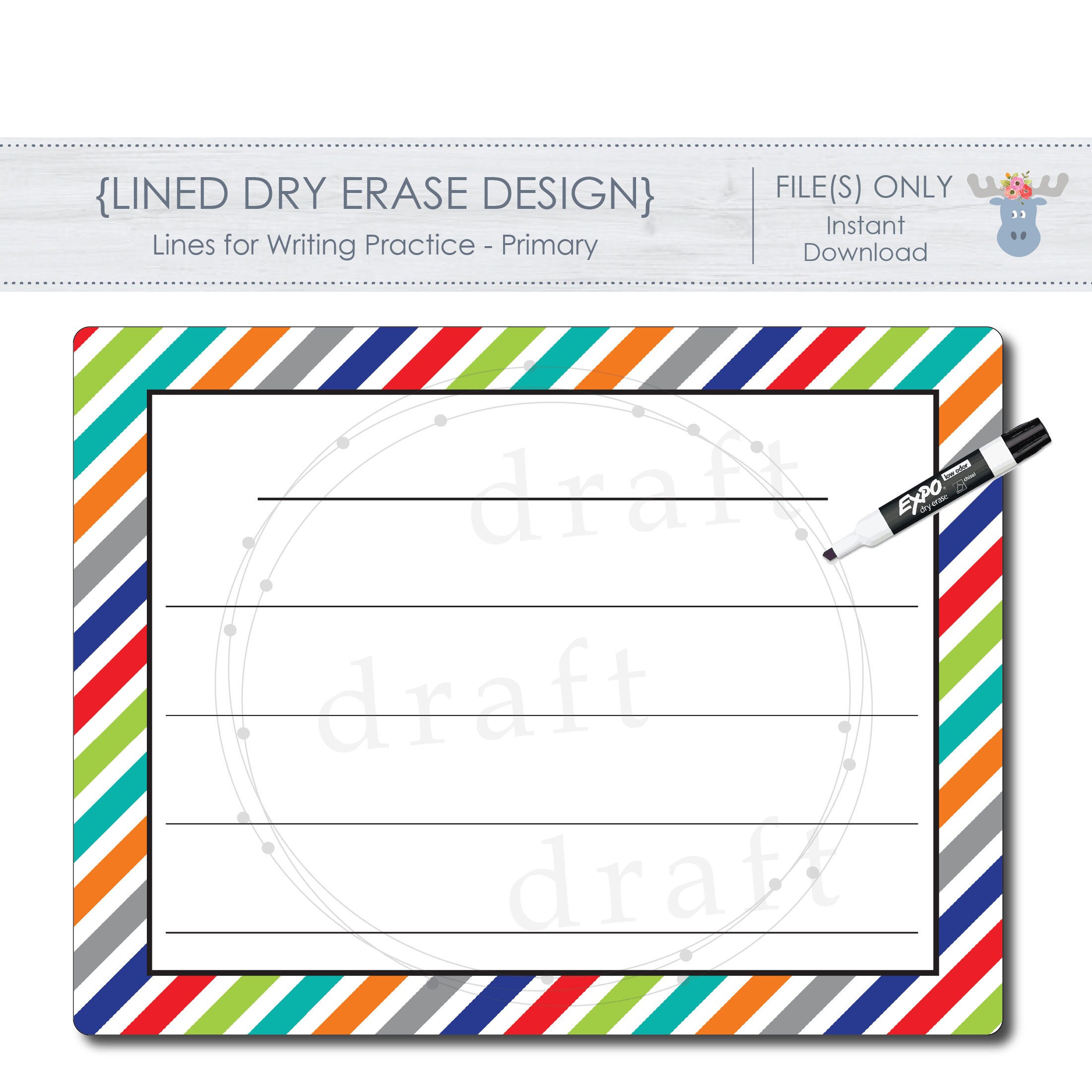 LINED Dry Erase Design Alphabet Practice Board Etsy