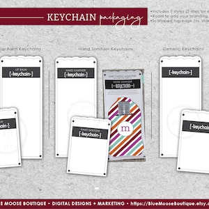KEYCHAIN PACKAGING BUNDLE • Scalloped Top • Ready to Personalize • Lip Balm • Print & Cut Files or Hand-Trim • Template Sublimation File png