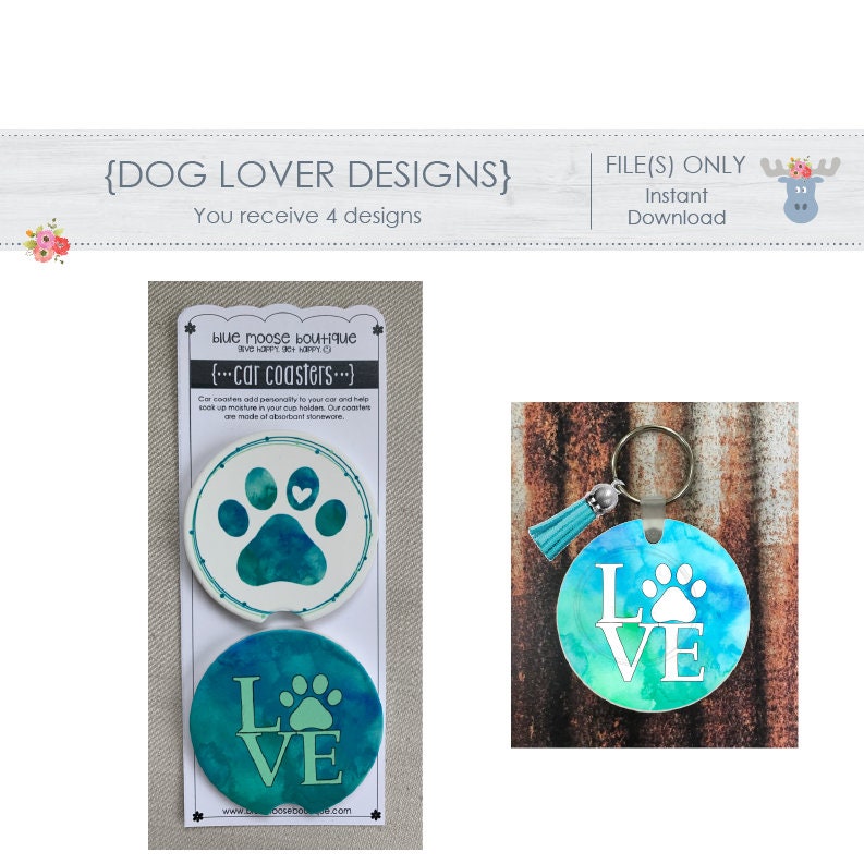 4 DOG LOVER • Car Coaster Sublimation Designs • Dog Lover • Dogs • Template  Digital Download Sublimation File png