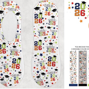 2026 GRADUATION SOCKS Designs - Primary Colors • Fun • Graduate • Sublimation Digital Download Template png File