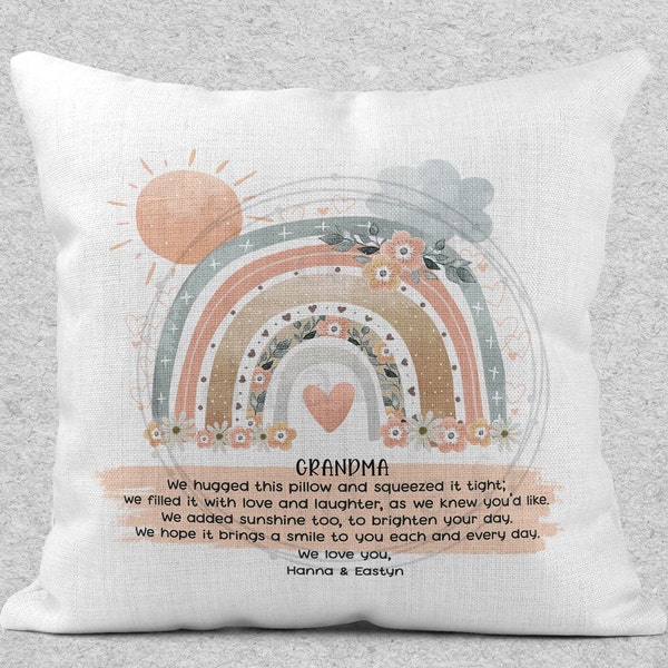 Knuffelkussen • Boho Rainbow Pillow Design ==> Oma Gedicht • Moeder, Tante • Digitale download • Sjabloonsublimatiebestanden pngs