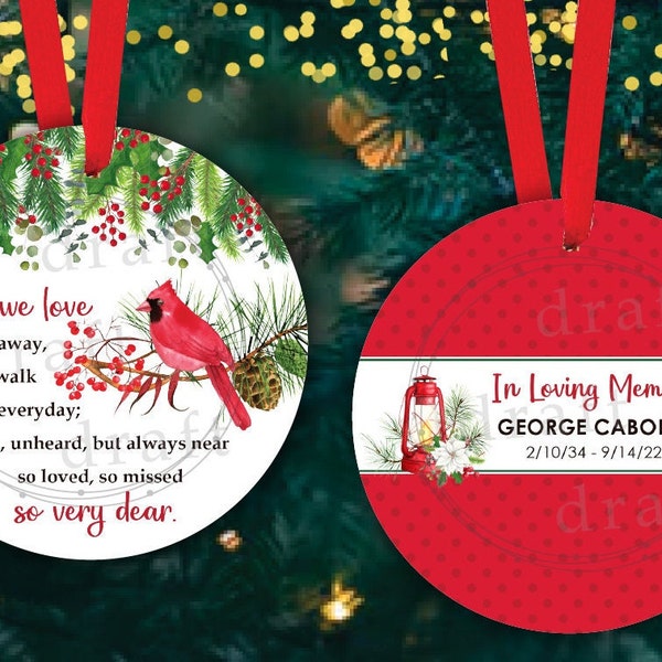 2 Cardinal Memorial Ornament Designs • Those We Love Don't Go Away, They Walk Beside Us Everyday • Download Template Sublimation png