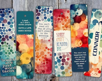 6 FUNNY Bookmark Designs • Ink Polka Dots • Assorted Snarky • Includes 2 Sizes for Each • Digital Download • Sublimation File png
