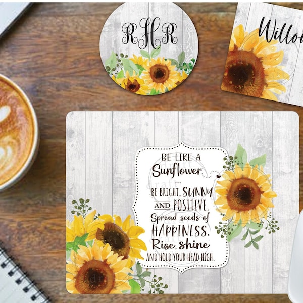 Sunflower - Mousepad Desk Set Designs • 3 Coordinating Files • Sunflowers • Coasters • Mouse Pad • Versatile Projects Sublimation File png