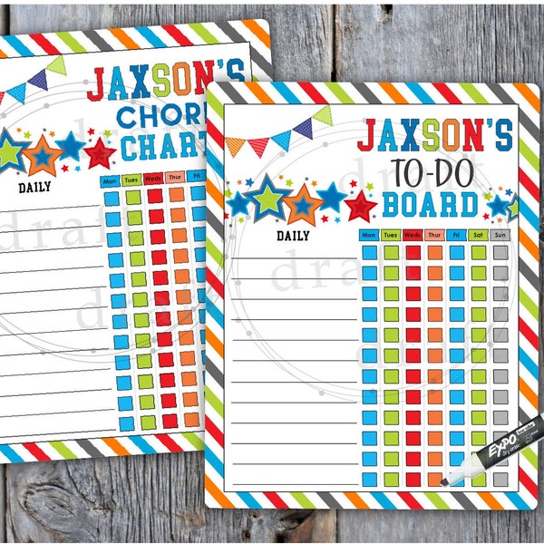 To-Do / CHORE Chart • 2 Designs • Personalized Dry Erase Board • Add Chores, Reading, Etc • Under the Sea Design - Sublimation File png