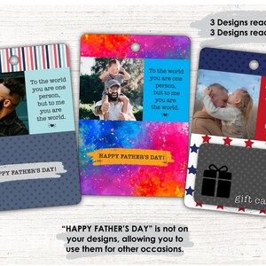 6 modèles de cartes-cadeaux pour la FÊTE DES PÈRES • Toutes les occasions • Générique • Photos • Ajouter des photos • Porte-monnaie • Fichier png à téléchargement numérique par sublimation