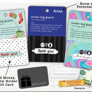 3 modèles de cartes-cadeaux CROSSING GUARD • École • Définition • Argent comptant, baume à lèvres ou porte-cartes cadeau • Fichier à téléchargement numérique par sublimation png