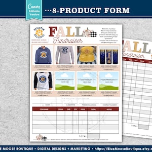 8 PRODUCT • Fall Fundraiser Order Form Designs • DIY 8-Up • Canva-Editable • School • Flyers Templates • Digital Download Files png