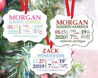 New Baby Christmas Design Bundle • 3 Color/Designs • Template - Ornaments Birth Announcement/Stats ==&gt; Sublimation Digital Design File png