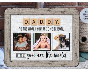 DAD & DADDY Scrabble Designs - 4 Files • Father's Day • Board with Photos/Pictures • To Us You Are the World - Sublimation File Digital png