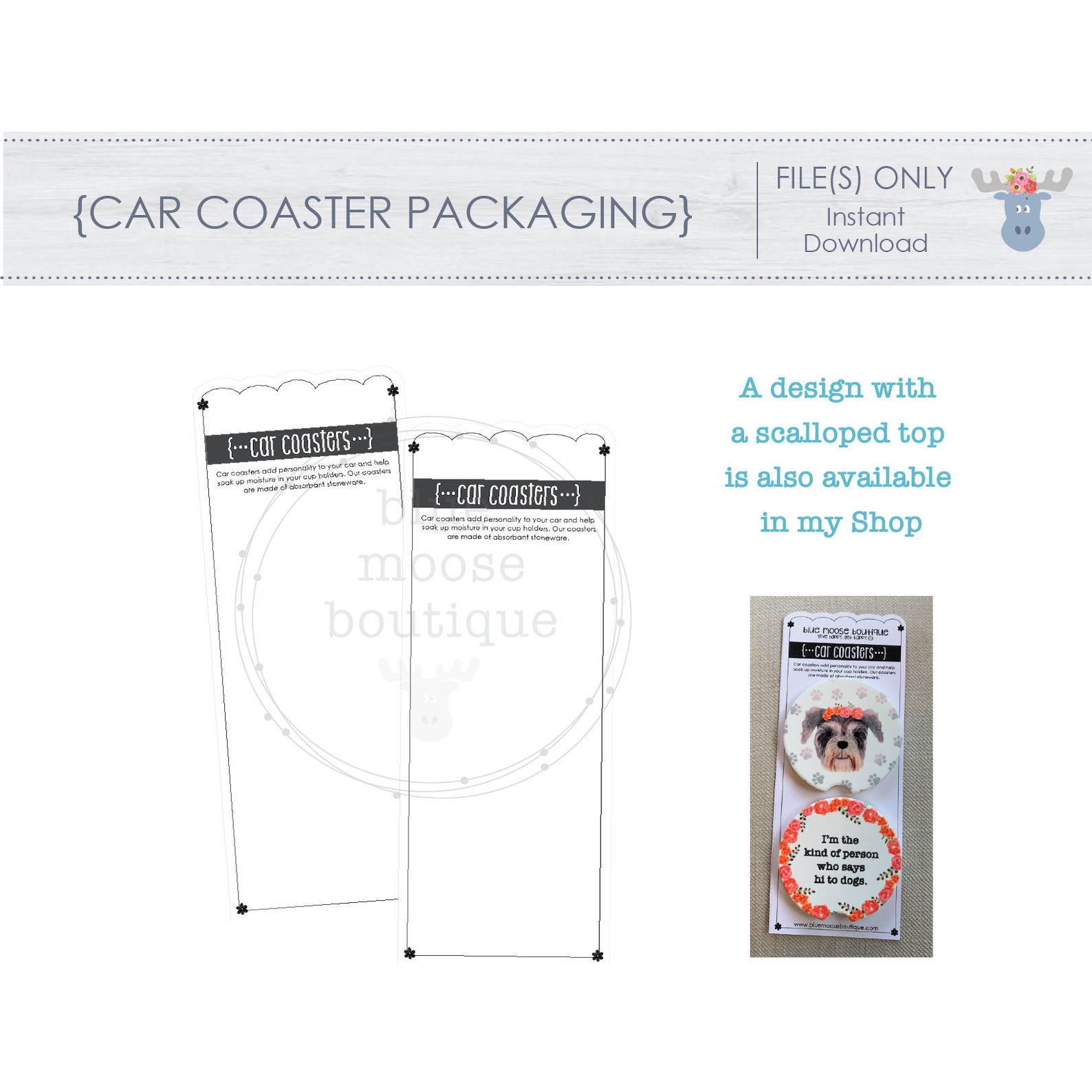 PACKAGING for DOUBLES Straight Edge Car Coaster Template Etsy
