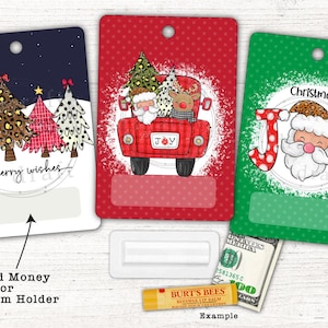 3 designs de cartões de presente de Natal • Xadrez de leopardo e búfalo • Anexe dinheiro enrolado ou protetor labial • Sublimação Digital Baixar arquivo PNG