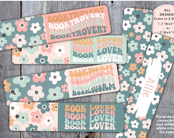 6 RETRO Bookmark Designs • Vintage • Booktrovert • Book Lover • Includes 2 Sizes for Each • Digital Download • Sublimation File png