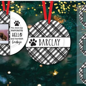 5 Dog Memorial Ornament Designs • Round Christmas • Paw Print • Incl Back Side • Canadian Spelling - Circle • Sublimation Digital File PNG