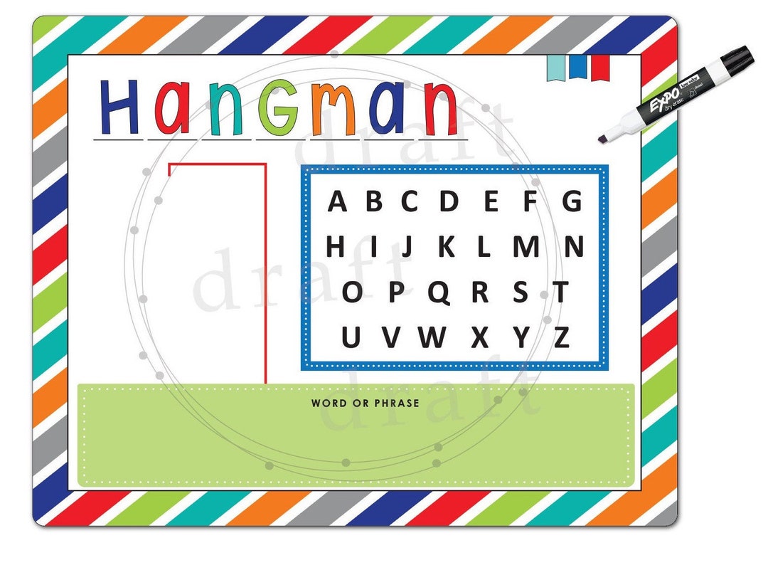 HANGMAN Family board Game Dry Erase Board Etsy