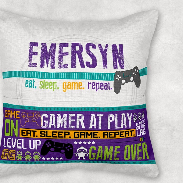 GAMER • Book Pillow Design • 8"H Pocket • PS4 • Personalized • Video Games • Digital Download • Sublimation Design File png