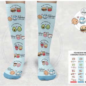 WE GO TOGETHER  Sock Designs • 3 Design Variations • Fun Socks • Friends • Sublimation Template - Digital Download png file