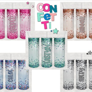 5 つの CONFETTI デザインのセット ==&gt; タンブラー デザインのセット • 紙吹雪と水彩画をパーソナライズするための空白エリア • 昇華 20 オンス - png ファイル