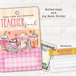 ENSEIGNANT Personnel de l'école • Conception de café • Automne • Attachez un rouleau de billets ou un support de baume à lèvres • Carte-cadeau • Fichier PNG à téléchargement numérique par sublimation