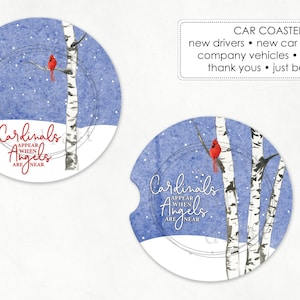 CARDINALS • 2 Car Coaster Designs • A Cardinal is a Visitor from Heaven • Template Sublimation • png • Digital Download Files