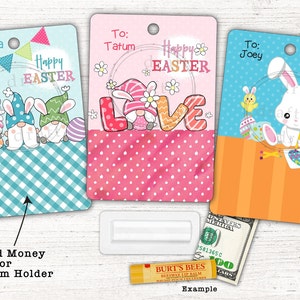 3 Ostergeschenkkarten Designs • Osterkorb • Wichtel, Häschen • Bringen Sie Geld oder Lippenbalsam Halter an • Sublimation Digital Download Datei PNG