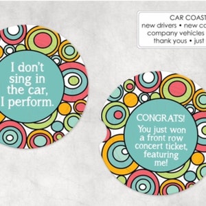 Car Coaster Sublimation Designs • Funny / Snarky • Round, Circle • I Don&#39;t Sing in the Car, I PERFORM - Template Sublimation File png