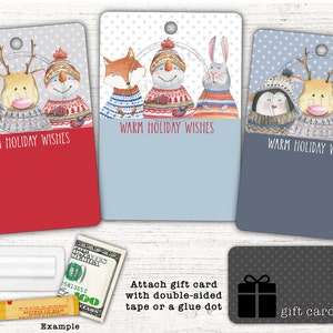 3 modèles de cartes-cadeaux pour Noël • Animaux météo pull • Porte-cartes argent • Fichier PNG à téléchargement numérique par sublimation
