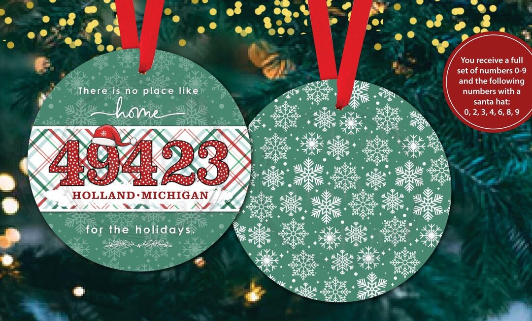 Round ZIP CODE Christmas Ornament Designs 19 Image Bundle Etsy