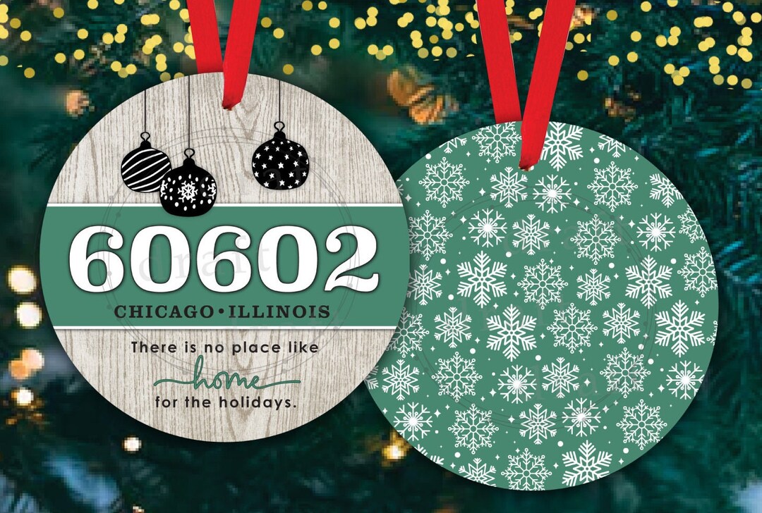 Round ZIP CODE Christmas Ornament Designs Circle Rustic Red & White Personalize Sublimation