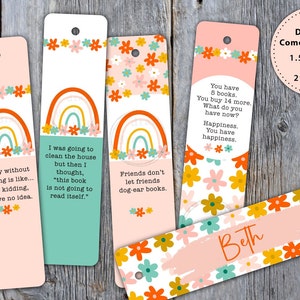 5 BOOK LOVER Bookmark Designs • Friends • Rainbow • Book Club Fun • Includes 2 Sizes for Each • Digital Download • Sublimation File png