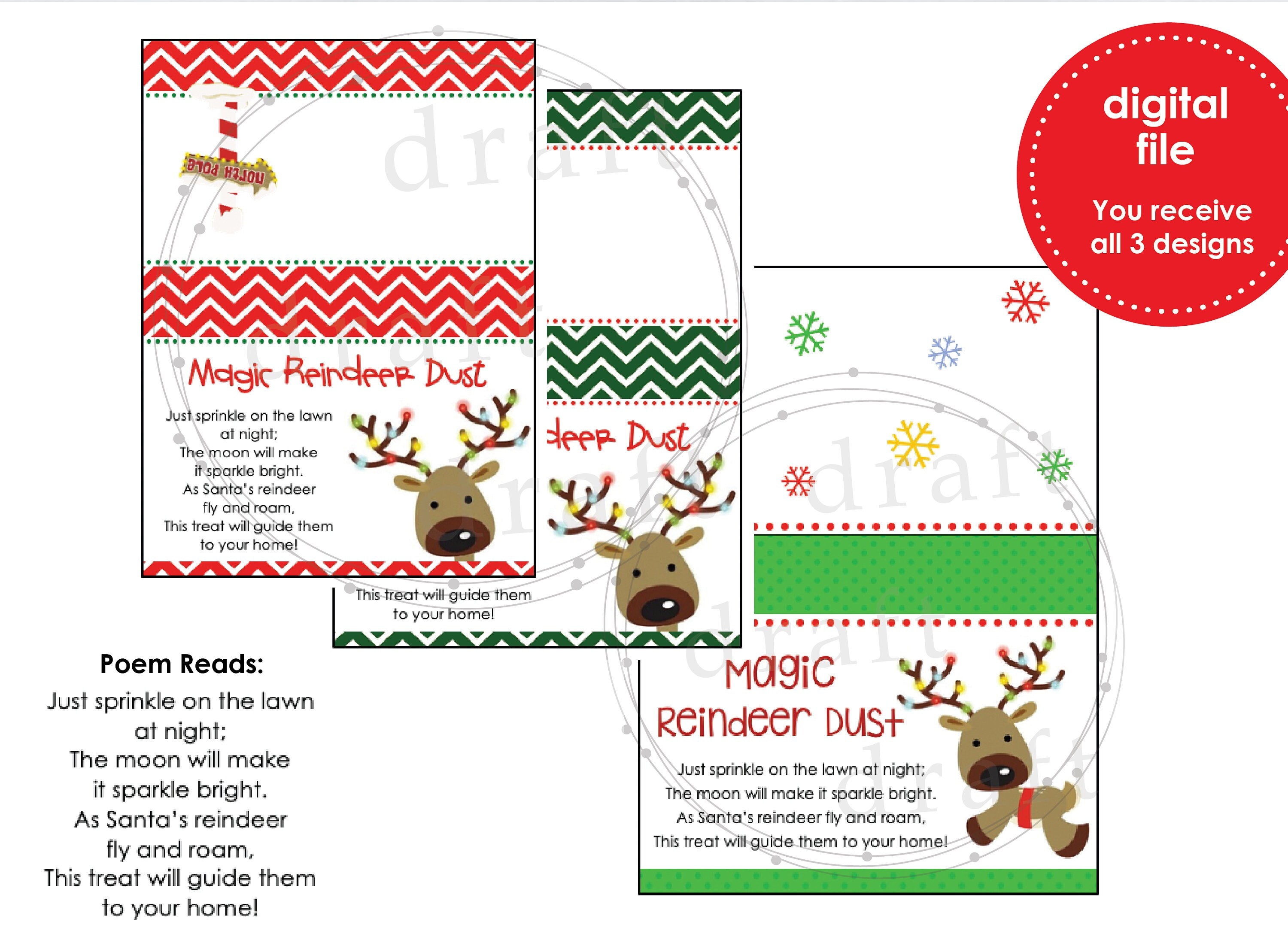 Magic Reindeer Dust Topper - 3 Designs - DIY - Great for Classroom Crafts,  Scouting Troops & More ==> Digital Download File png