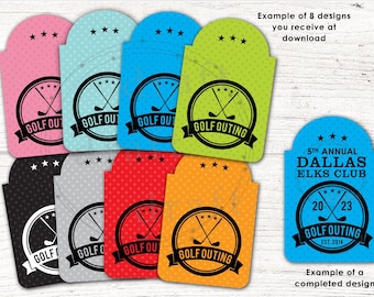8 GOLF OUTING Bag Tag Design BUNDLE ==> Tees • Personalize • Golfer • Add Logo and/or Name •  Digital Download Sublimation Design File png