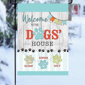 DOG LOVER • 4 Garden Flag Designs  • One to 4 • Welcome to the Dogs House • Wood Background • Digital Download Sublimation File PNG File