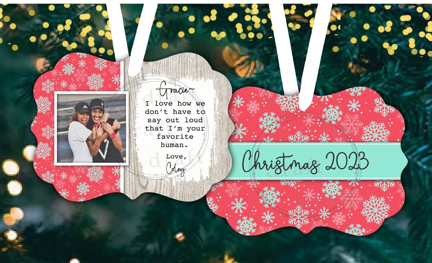 2 Funny/Snarky Christmas Ornament Designs • Rustic • Benelux, Aluxe • Wood • Personalize • Sublimation Digital Download File PNG