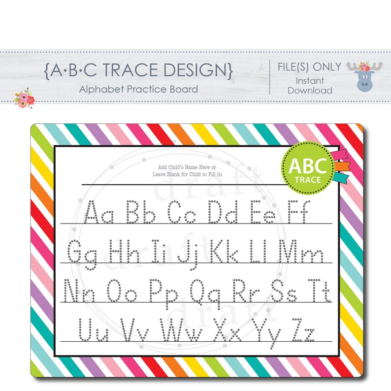 ABC Alphabet Trace Practice Board Dry Erase Board Game Etsy