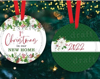 1st Christmas NEW HOME • 2 Designs • Round Christmas Ornament • In Our Home - First, Circle ==> Sublimation Download Digital Design File Png
