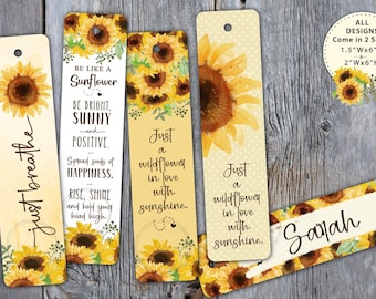 5 SUNFLOWERS Bookmark Designs • Friends • Flowers • Floral • Includes 2 Sizes for Each • Digital Download • Sublimation File png