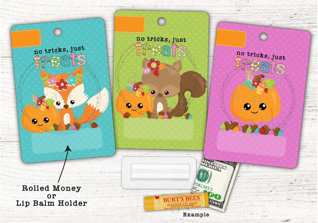 3 HALLOWEEN Gift Card Designs Woodland Animals Fox Etsy