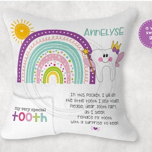 Rainbow TOOTH FAIRY Pillow Design ==> Kids • Lost Tooth • Toothfairy • Template Sublimation Files pngs