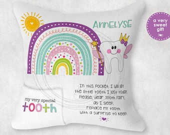 REGENBOOG Tandenfee kussen ontwerp • Kinderen • Verloren tand • Tandenfee • Sjabloon sublimatiebestanden pngs