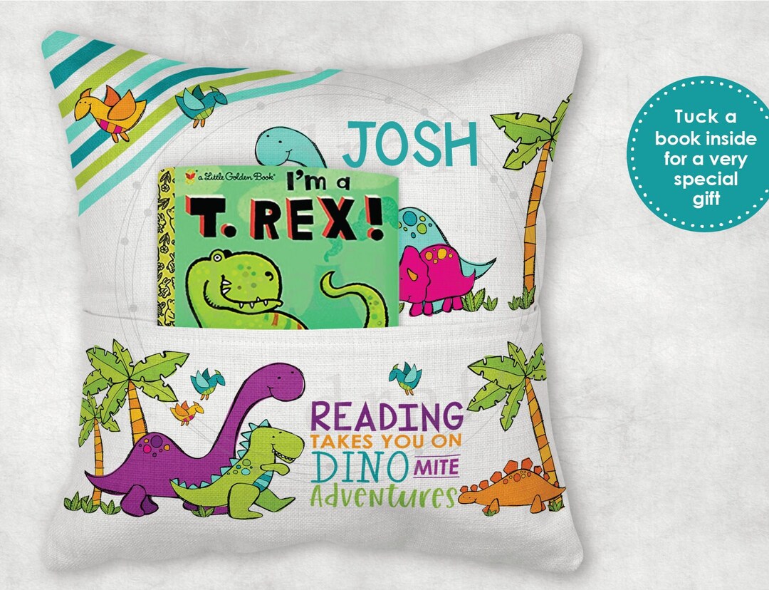 DINOSAURS 1 Book Pillow Design 8h Pocket Dino Story Book Trex Rawr