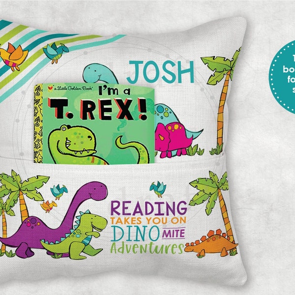 DINOSAURS #1 • Book Pillow Design • 8"H Pocket • Dino Story Book • T-Rex • Rawr • Sublimation Designs • png Files • Digital Download