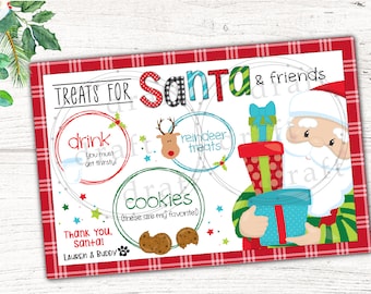 COOKIES voor SANTA-ontwerp • 2 maten • Rechthoekig kerstbordontwerp • Placemat • Rendiersnacks • Sublimatie digitaal downloadbestand, png