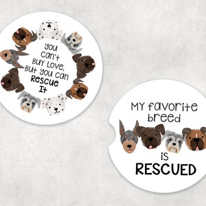 Rescued Dog Car Coaster Designs • Dogs • Template • Round, Circle • Sublimation Digital Download File Png