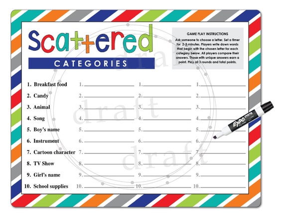 SCATTERED CATEGORIES Family board Game Dry - Etsy