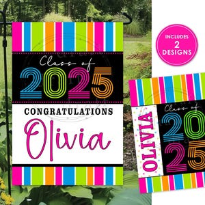 Two 2025 GRADUATION Flags Designs • Sign/Board or Flag Designs • Grad • Bright Neon Colors • Digital Download Sublimation Files png